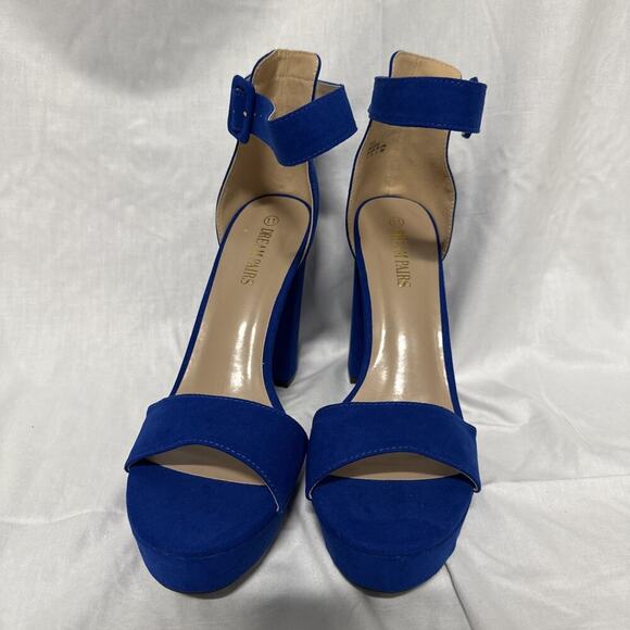 NEW! DREAM PAIRS Women's Hi-Lo Open Toe Dress Heels Pump Sandal Size 11, Blue - Picture 4 of 11